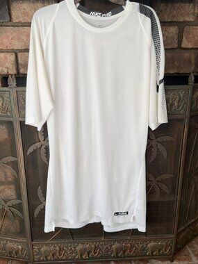 Nike Pro Men’s 3XL White Football Training Compression Practice Jersey Shirt
